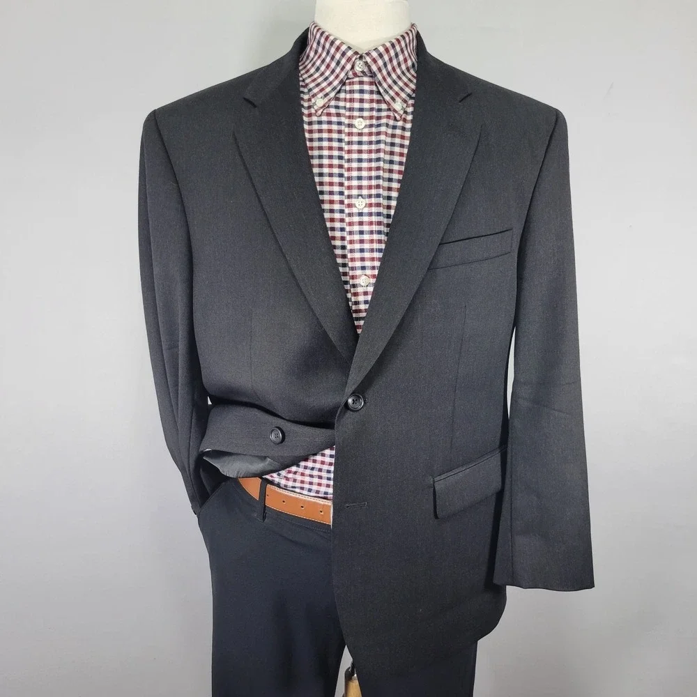 Joesph Feiss Men's Sport Coat Blazer‎ Two Button Charcoal Black Wool Size 42S